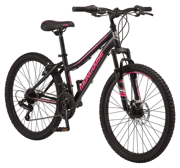 Mongoose 24 - In. Excursion Unisex Mountain Bike, Black, 21 Speeds