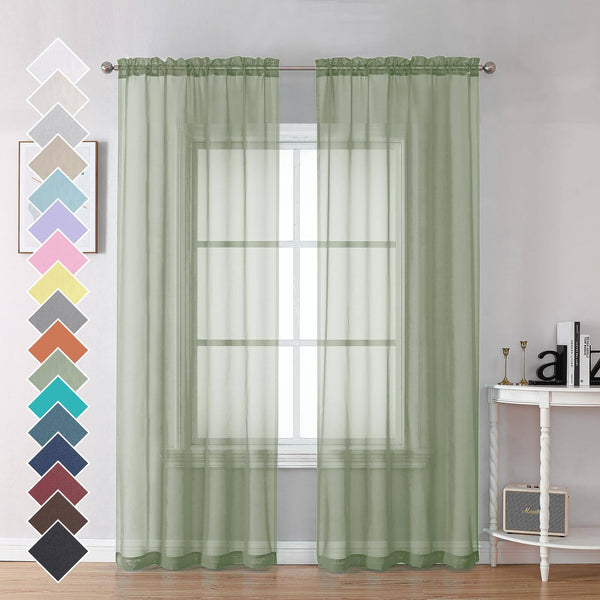 OVZME Bedroom Curtains 2 Panel Sets 84' inch Length - Transparent Light Weight Soft Window Treatment Panels for Study Room/Living Room/Guest Room, SA