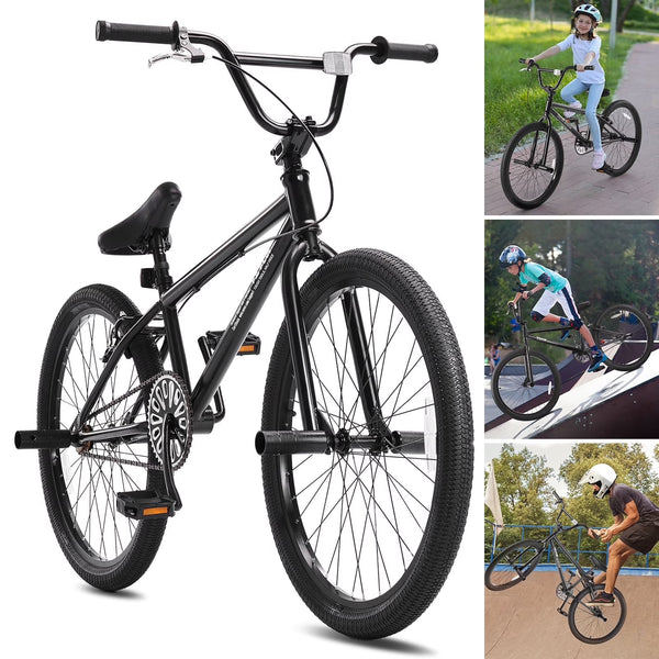 VEVOR BMX Bike, 24 - Inch Wheel Freestyle Bike, BMX Race Bike with 4 Pegs, Beginner - Level BMX to Advanced Riders, BMX Bicycles for Teen Adult Men